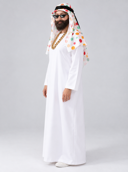 Arab Sheikh Carnival Costume: Robe, Headscarf, Beard