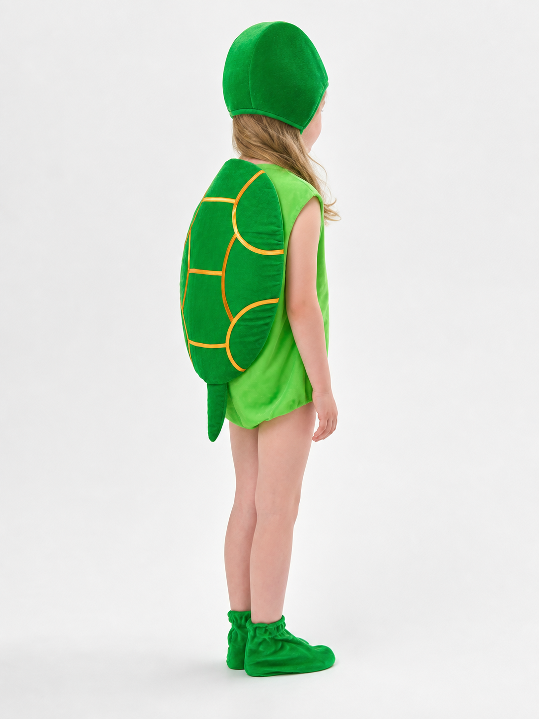 Turtle costume for performances, green jumpsuit