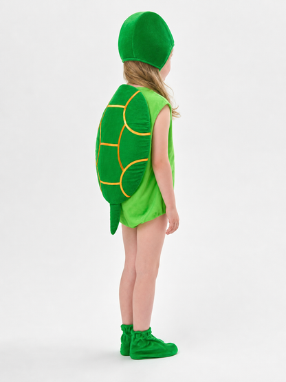 Turtle costume for performances, green jumpsuit