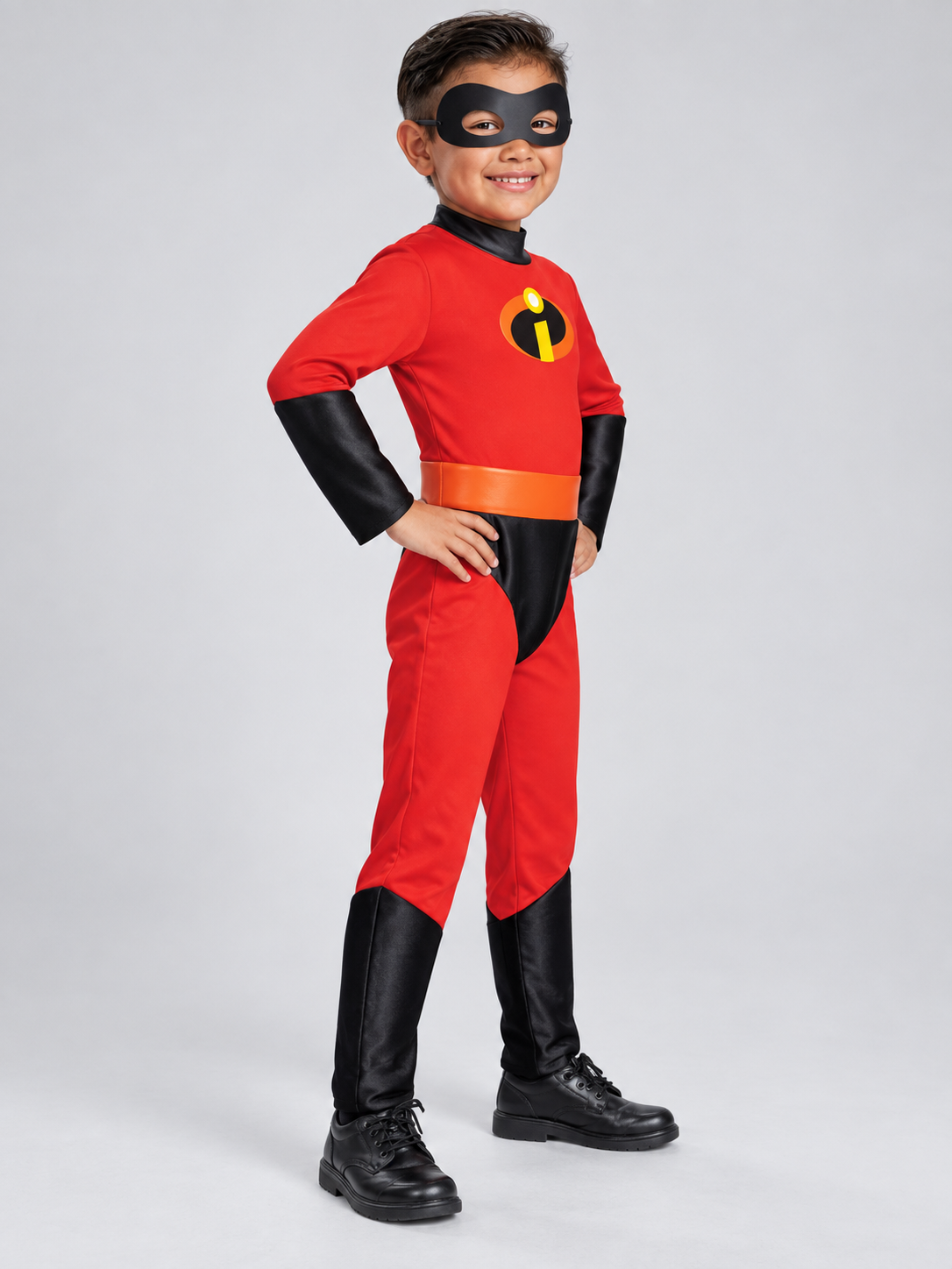 Kids' superhero costume red with mask and belt