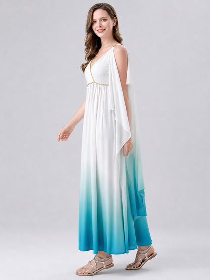 Long Gradient Cosplay Dress with Draped Details