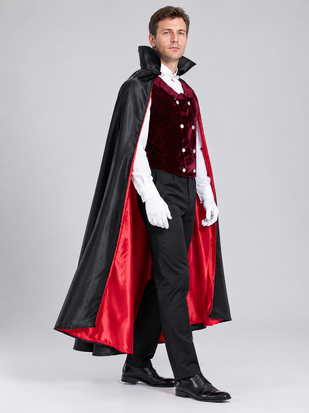 Vampire-Style Costume with Cape side view