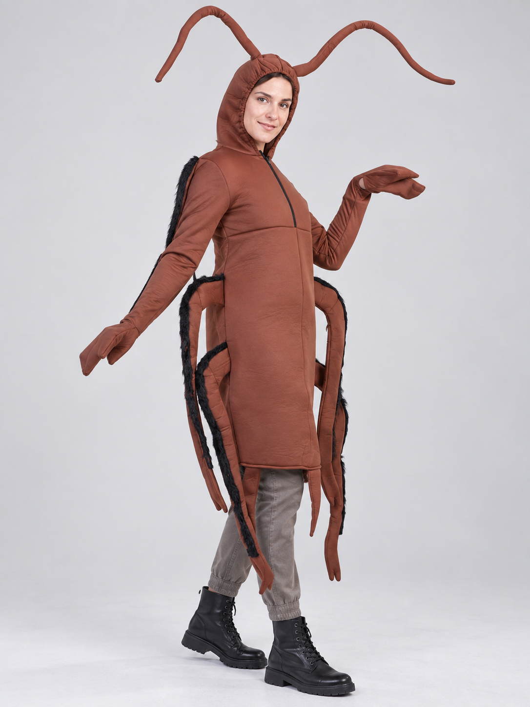 Brown Insect Costume with Hood side view