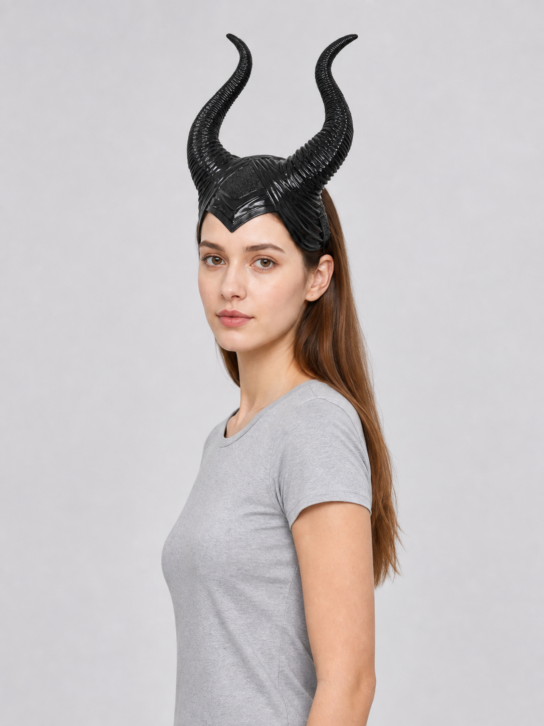 Black Headpiece with Two Curved Horns