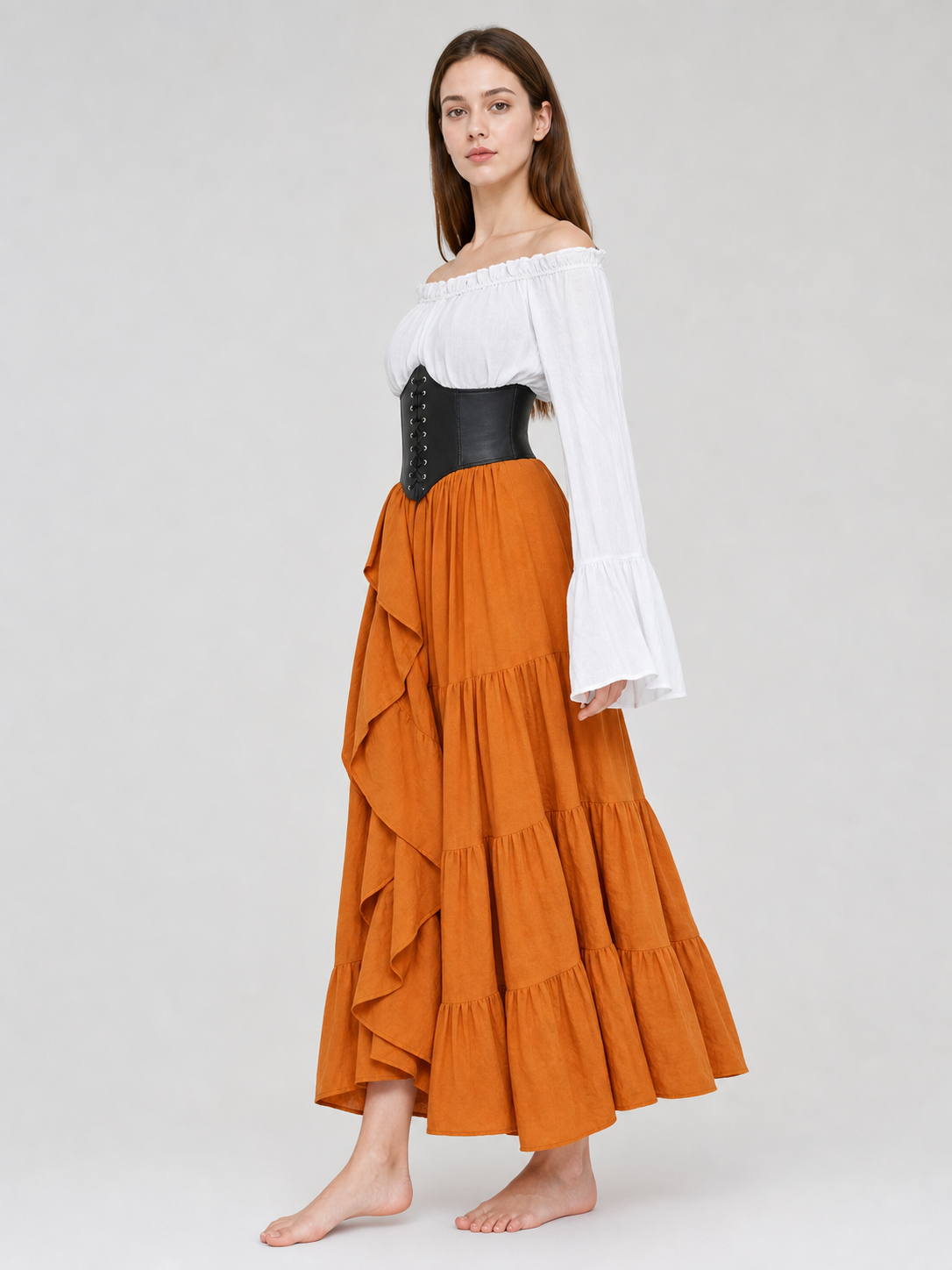 Historical Costume with Corset and Tiered Skirt