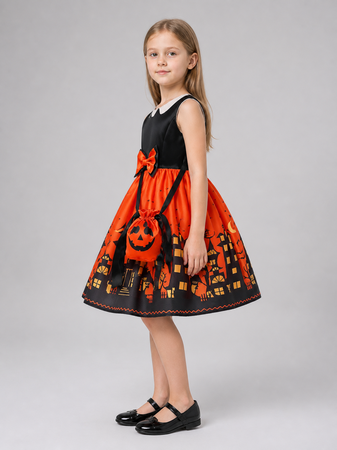 Children’s Carnival Dress with Full Skirt side view