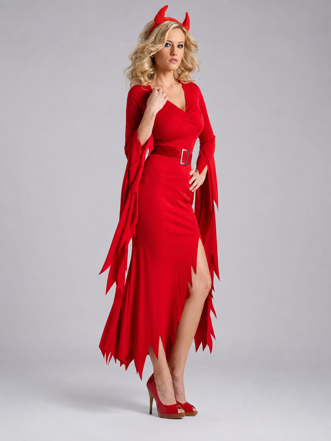 Devil Carnival Costume: Red Dress with Horns