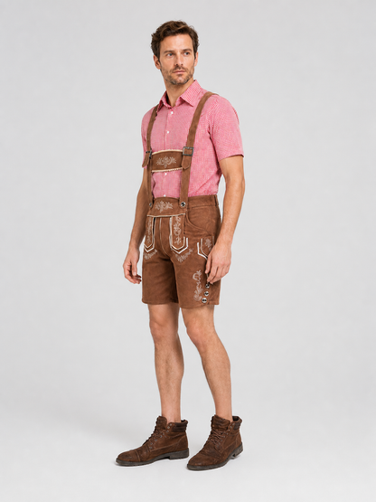 Bavarian Costume with Shirt and Suspender Shorts side view