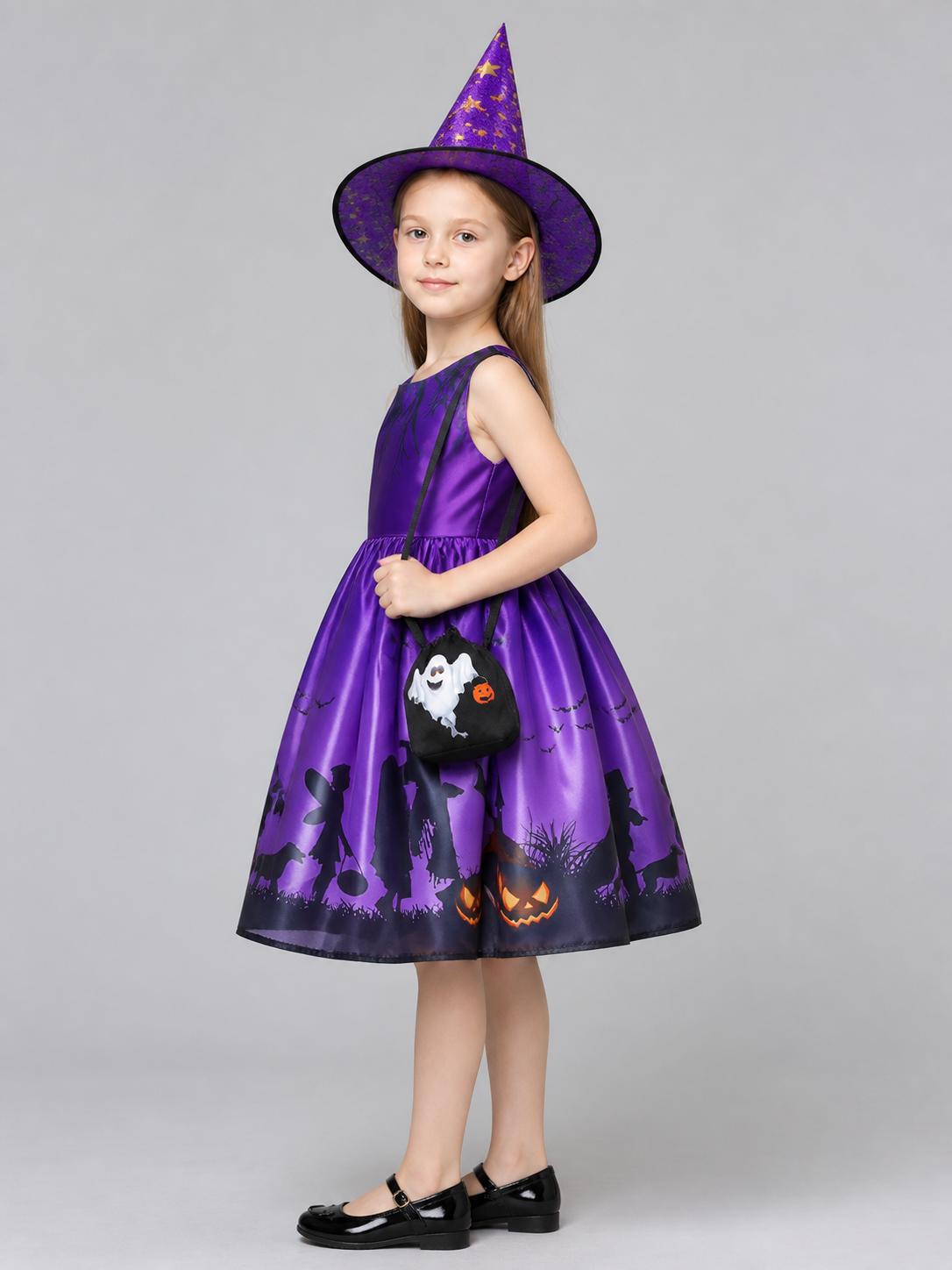 Children's Halloween Costume Dress with Hat side view
