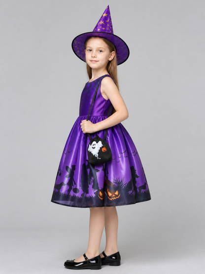 Children's Halloween Costume Dress with Hat side view