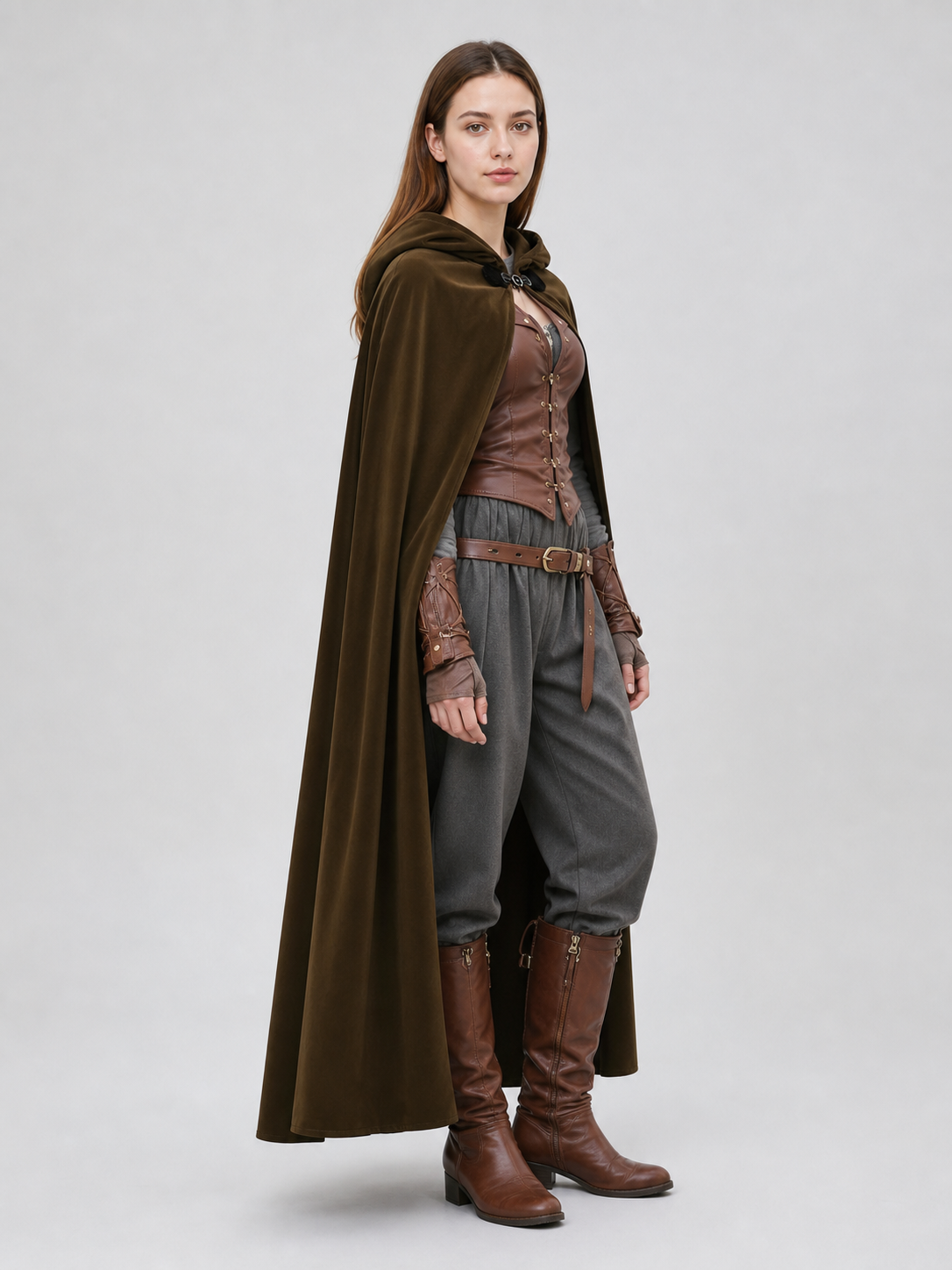 Brown Hooded Costume Cape
