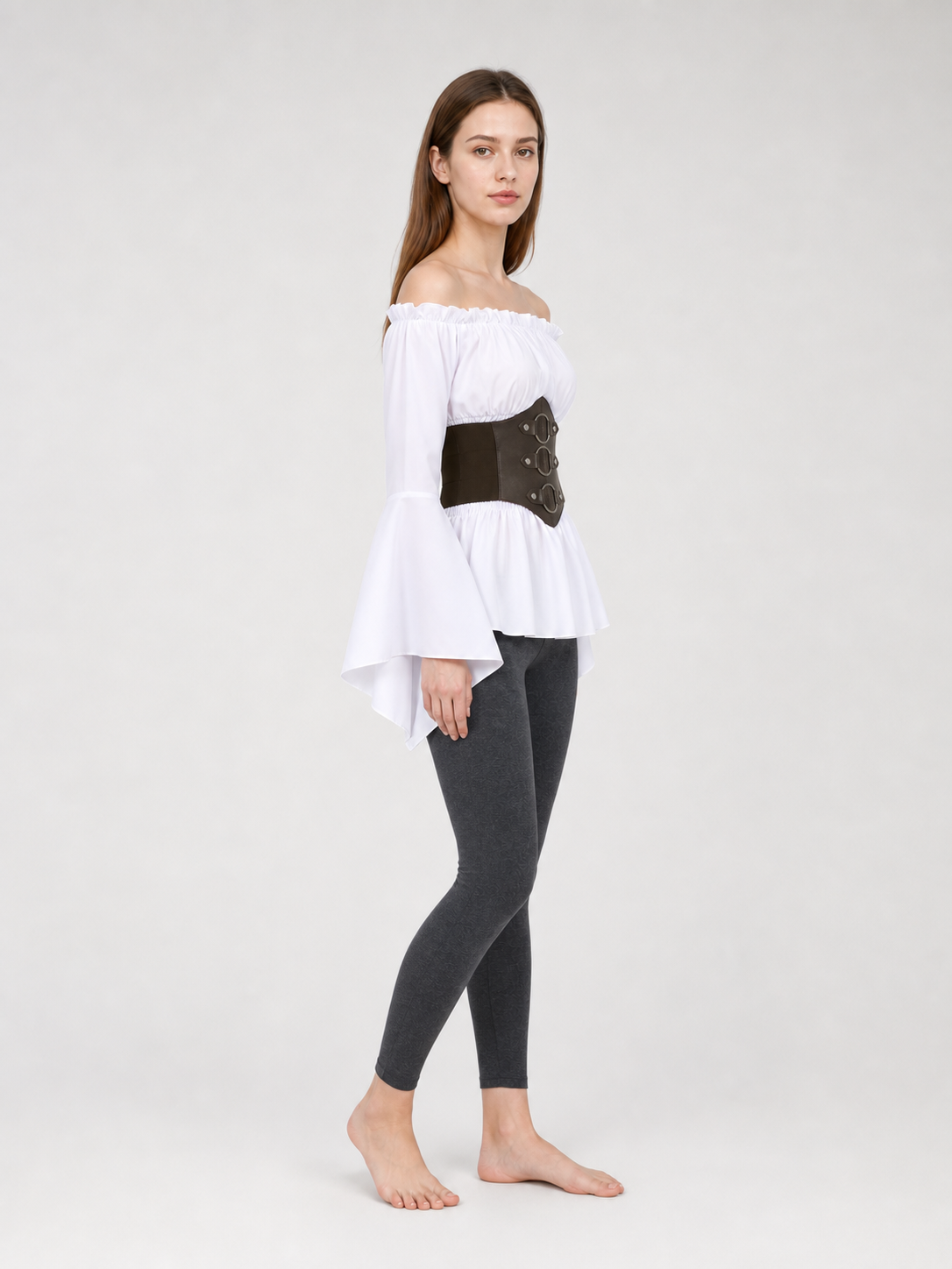 Off-the-Shoulder Cosplay Blouse with Belt