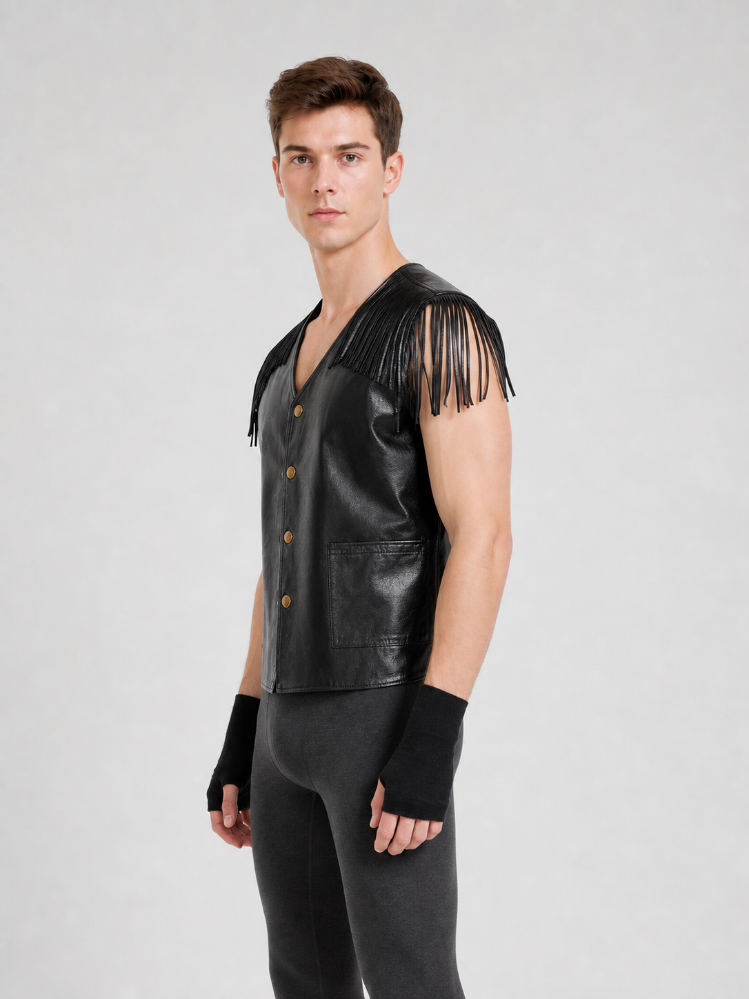 Black Fringed Vest, Rock Style, Costume Look