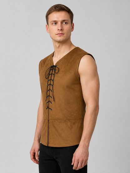 Medieval-Style Lace-Up Vest for Halloween