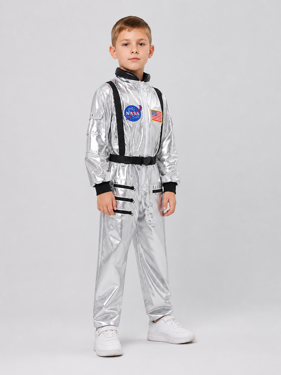 Silver Astronaut Costume, Cosplay Jumpsuit side view
