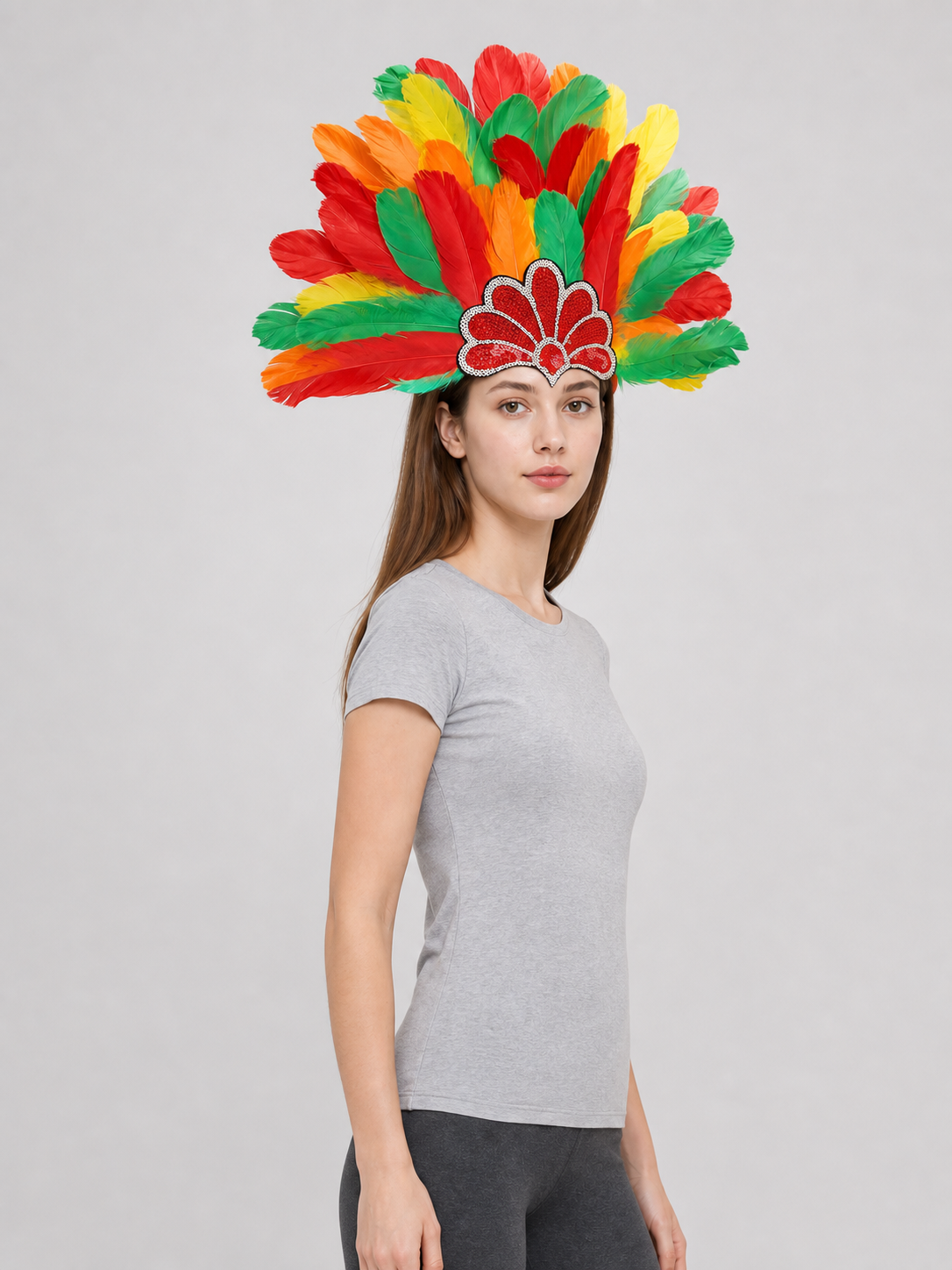 Multicolored Carnival Feather Headpiece