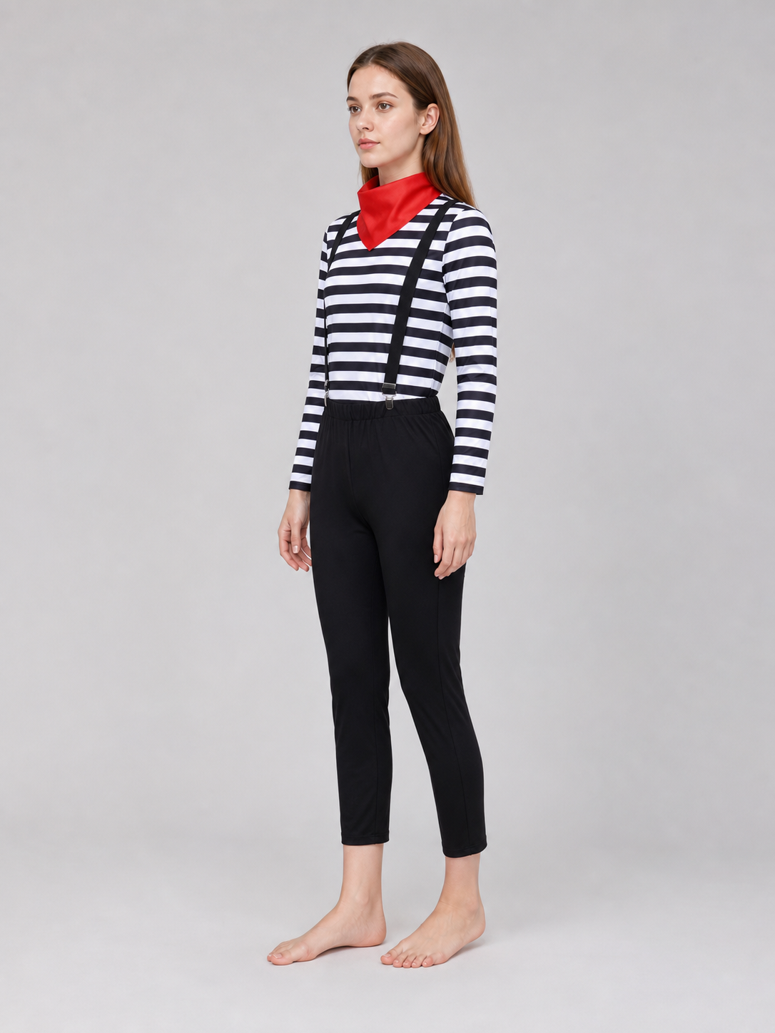 Retro Mime Cosplay Costume, Striped