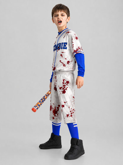 Zombie Costume: White Set with Blood-Effect Print