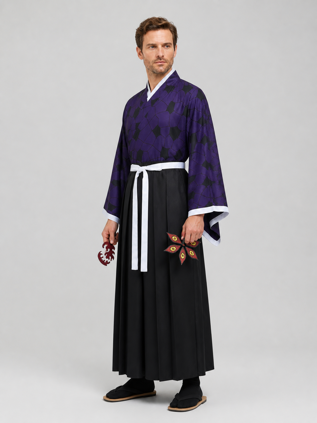 Kokushibo Cosplay Costume: Haori, Yukata, Kimono side view