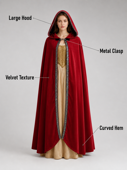 Red Hooded Carnival Cloak for Cosplay