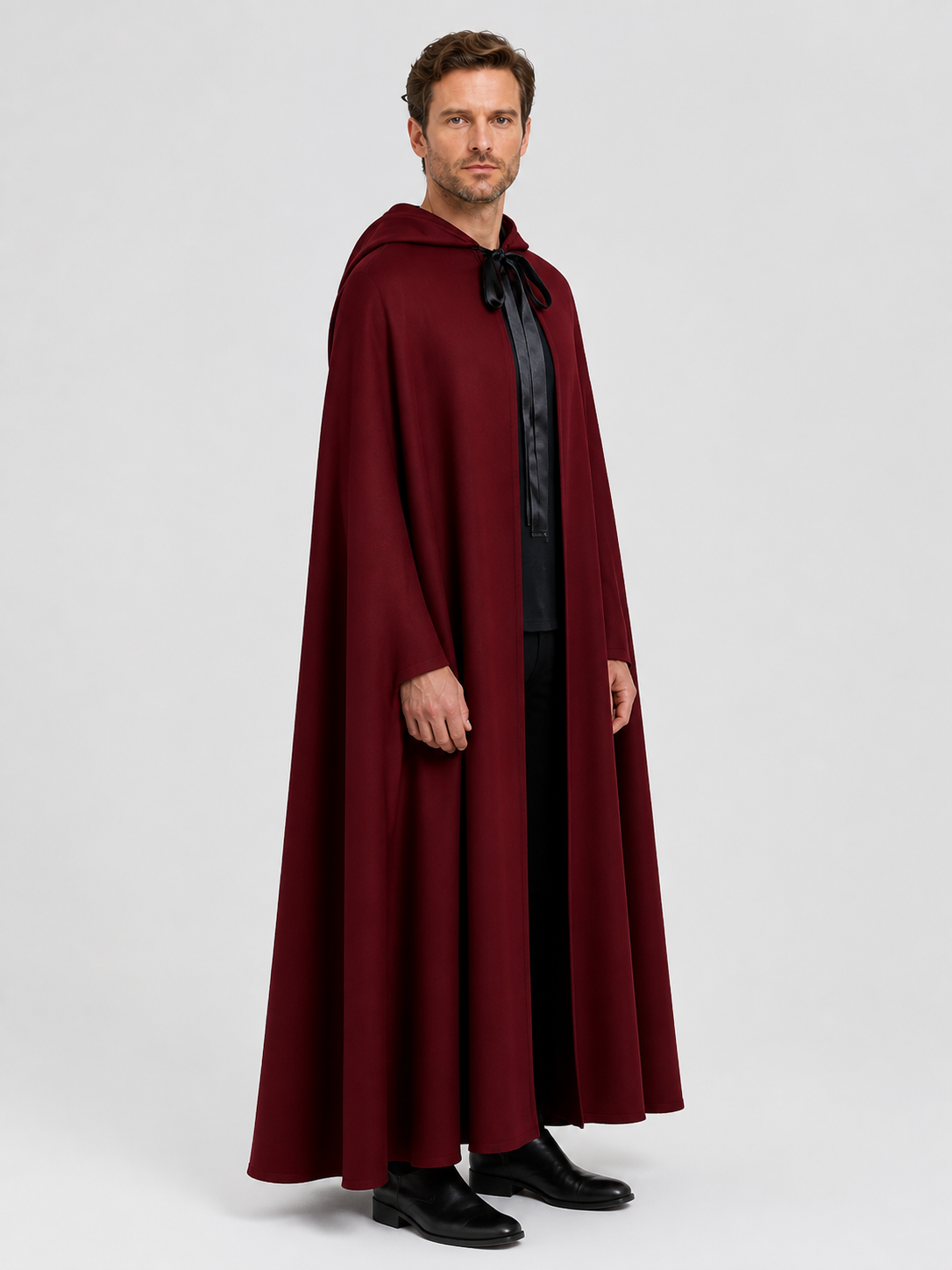 Long Hooded Death Cloak for Halloween Cosplay side view