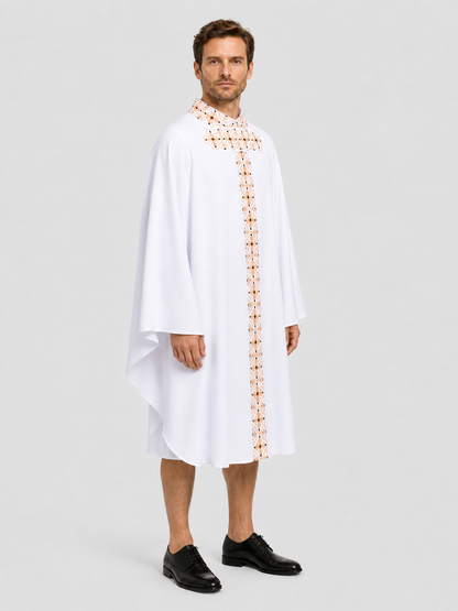 White Cosplay Shirt with Geometric Pattern side view