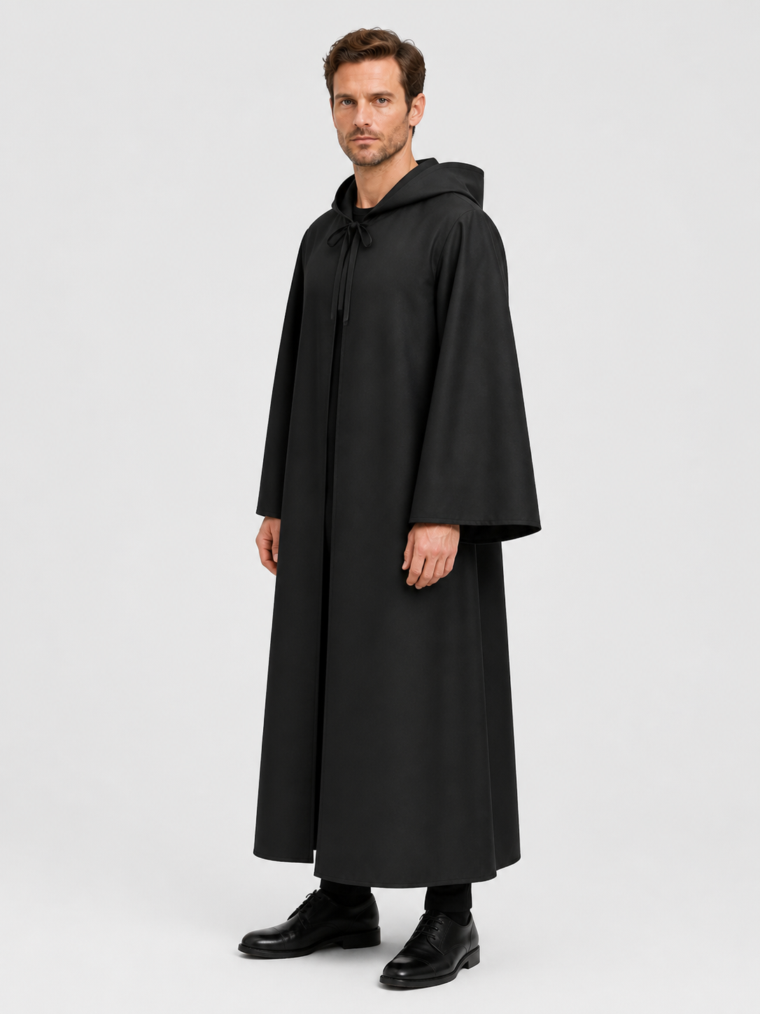 Black Grim Reaper Cloak with Hood for Halloween side view