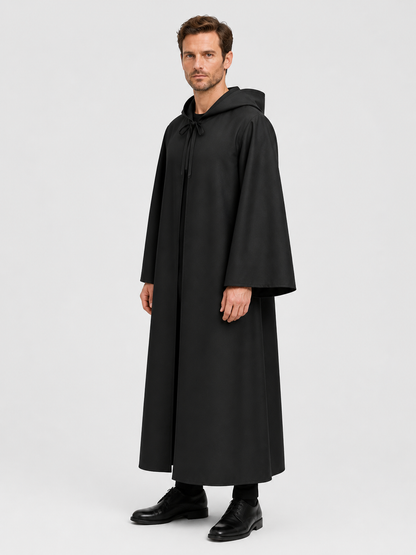 Black Grim Reaper Cloak with Hood for Halloween side view
