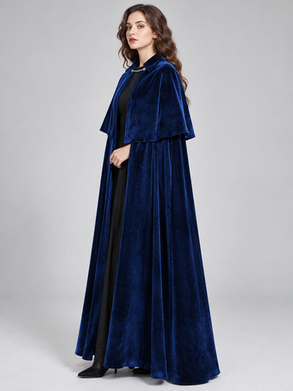 Blue Velvet Cloak Cape with Shoulder Cape and Clasp