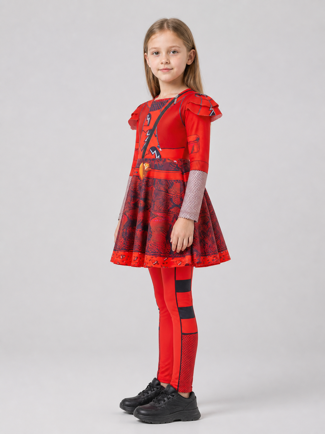 Children's cosplay set: red dress and leggings