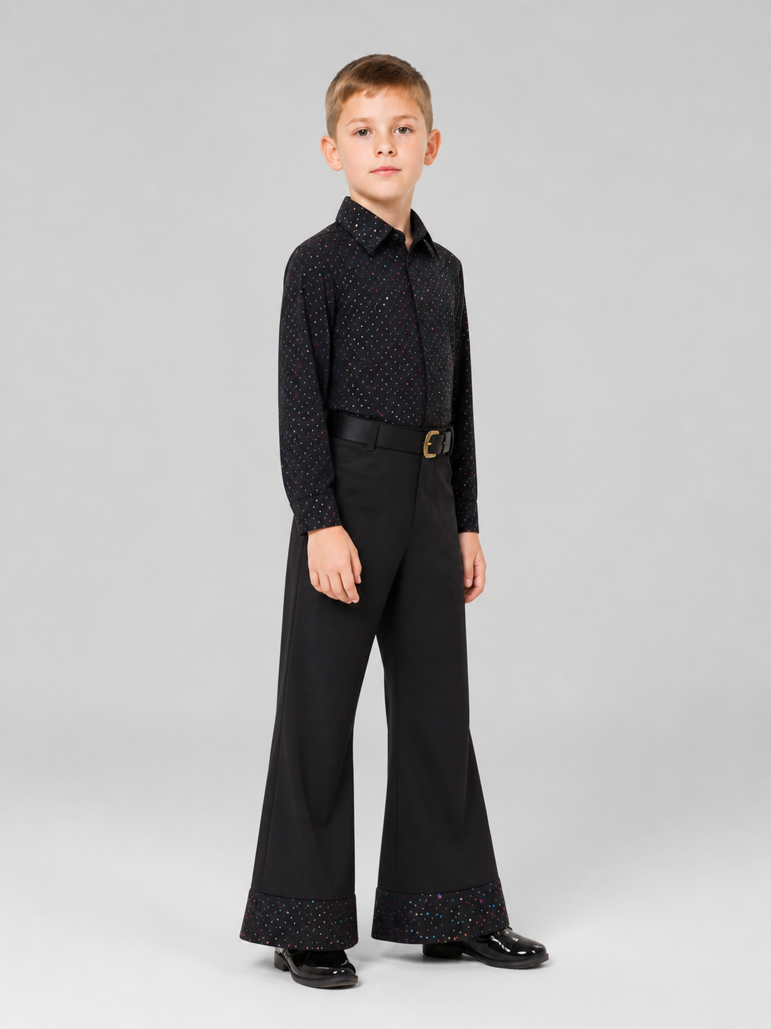 Stage Disco Costume: Shirt, Flared Pants, and Belt