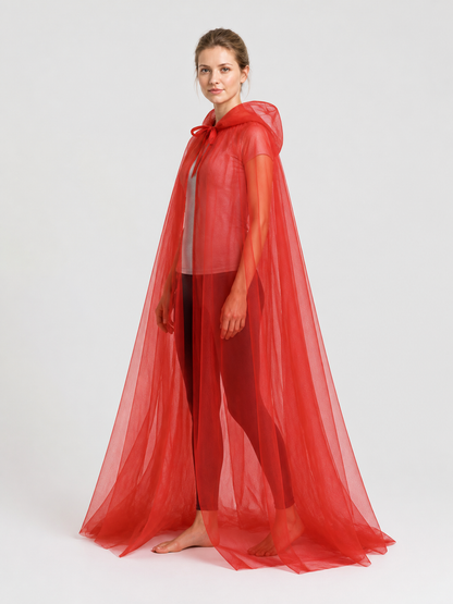 Red Mesh Grim Reaper Hooded Cloak side view
