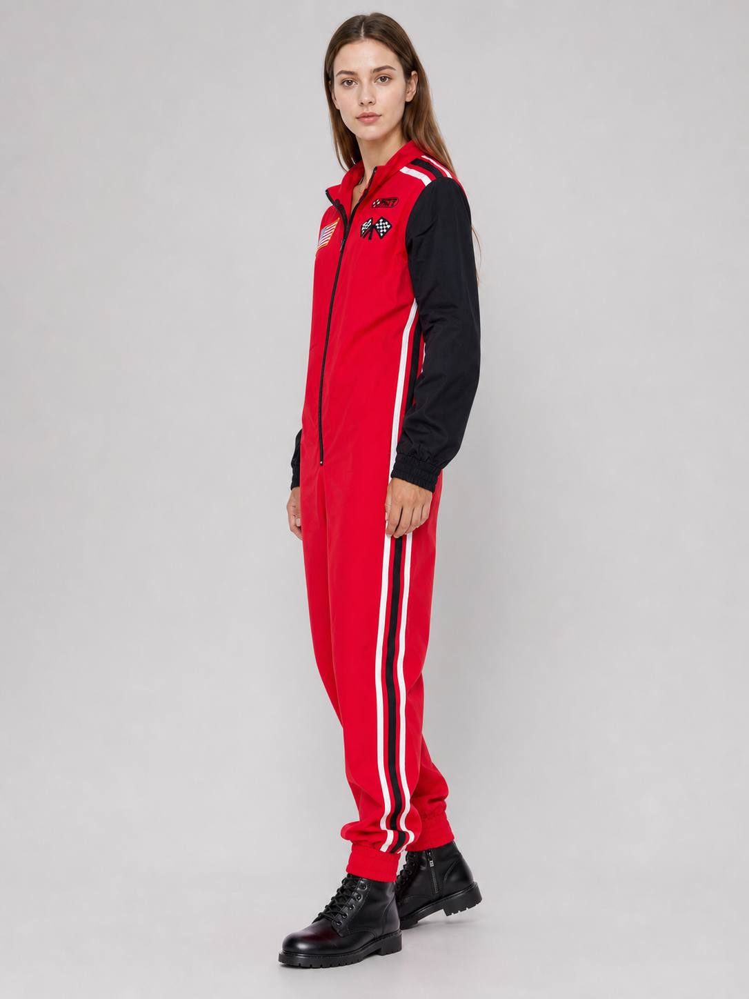 Motorsport-Style Jumpsuit with Flags
