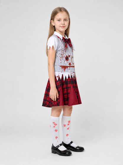Zombie costume: top, skirt, and bow tie
