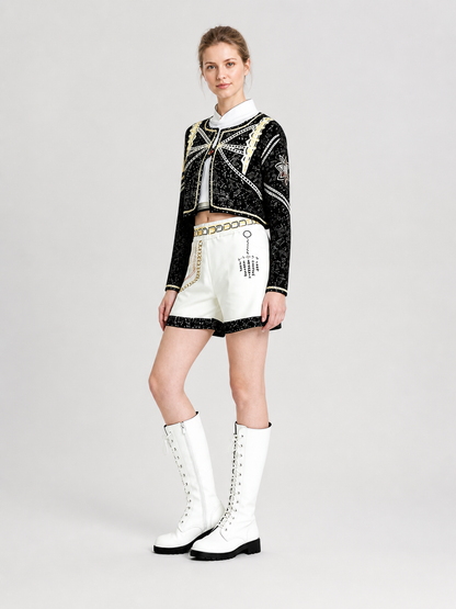 Children's Jacket and Shorts Costume in Black and Gold Style side view
