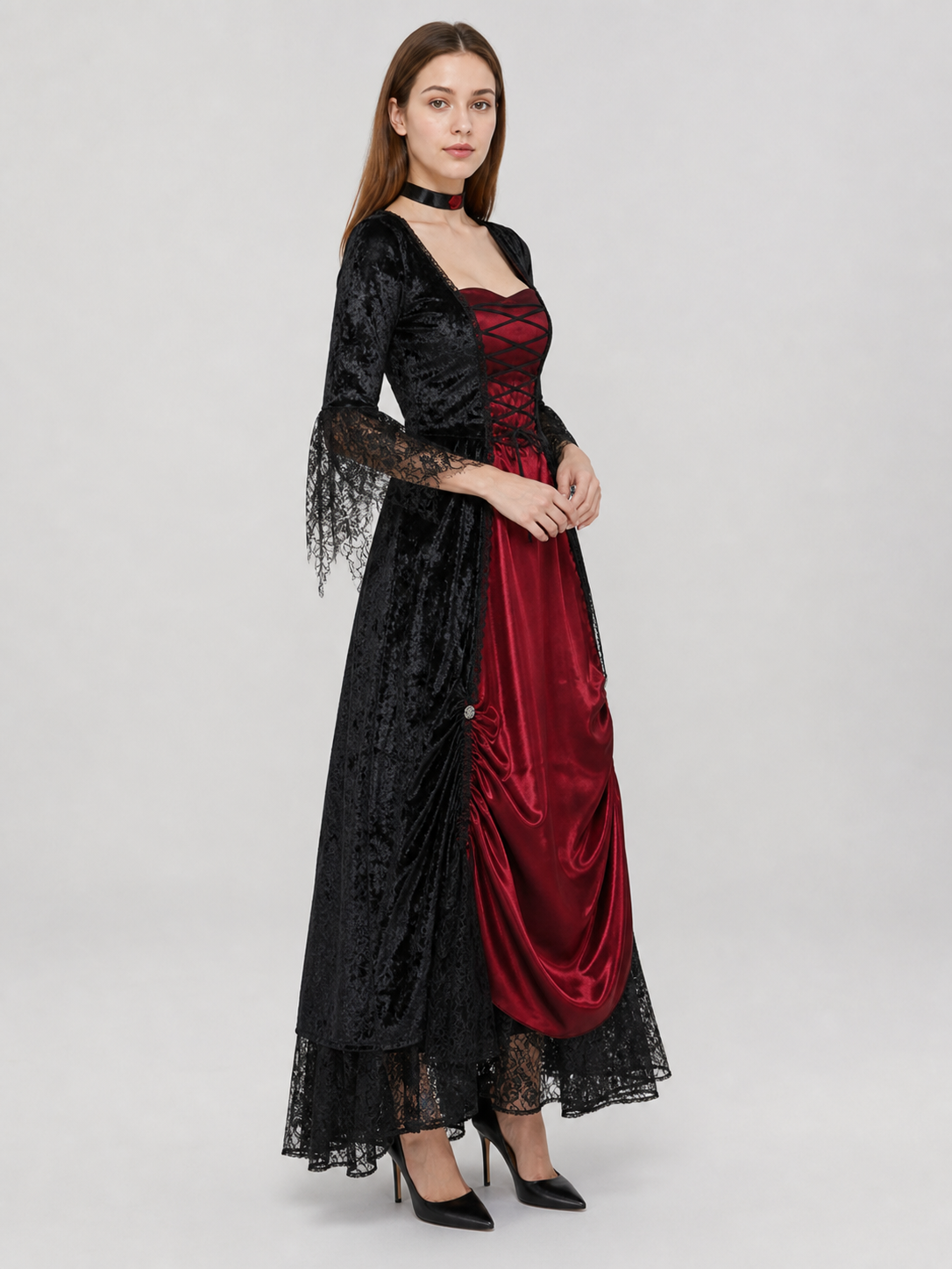 Gothic Vampire Halloween Dress with Choker