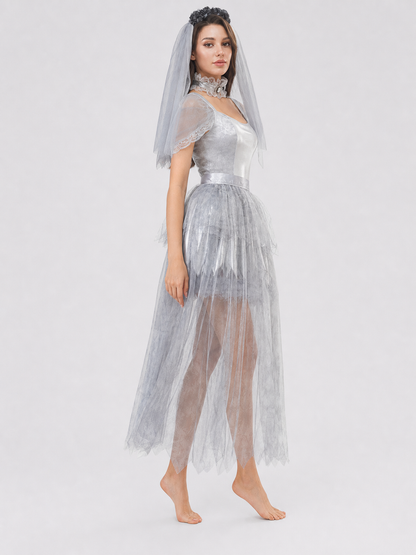 Halloween Cosplay Dress, Gray and White