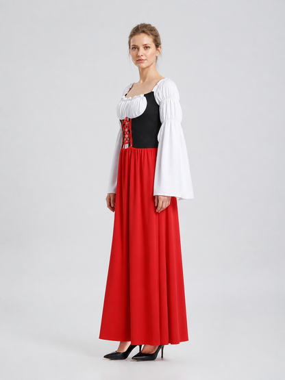 Bavarian Dress for Beer Festivals, Red, White, and Black side view