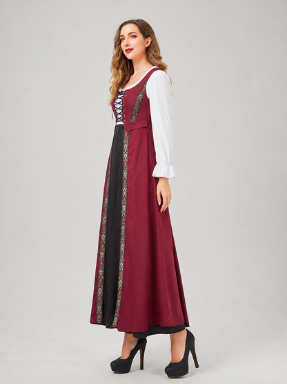 Long Medieval-Style Dress with Lace-Up Front side view