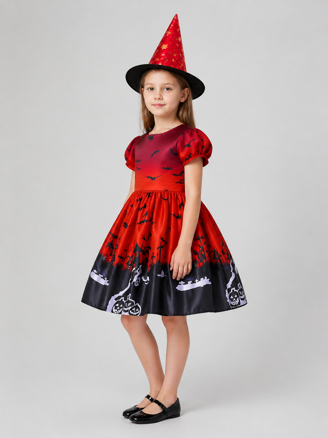 Halloween Princess Dress with Pointed Hat side view