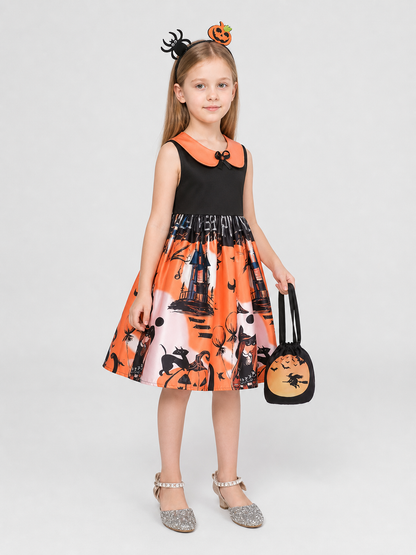 Kids’ Halloween Cosplay Dress with Headband side view
