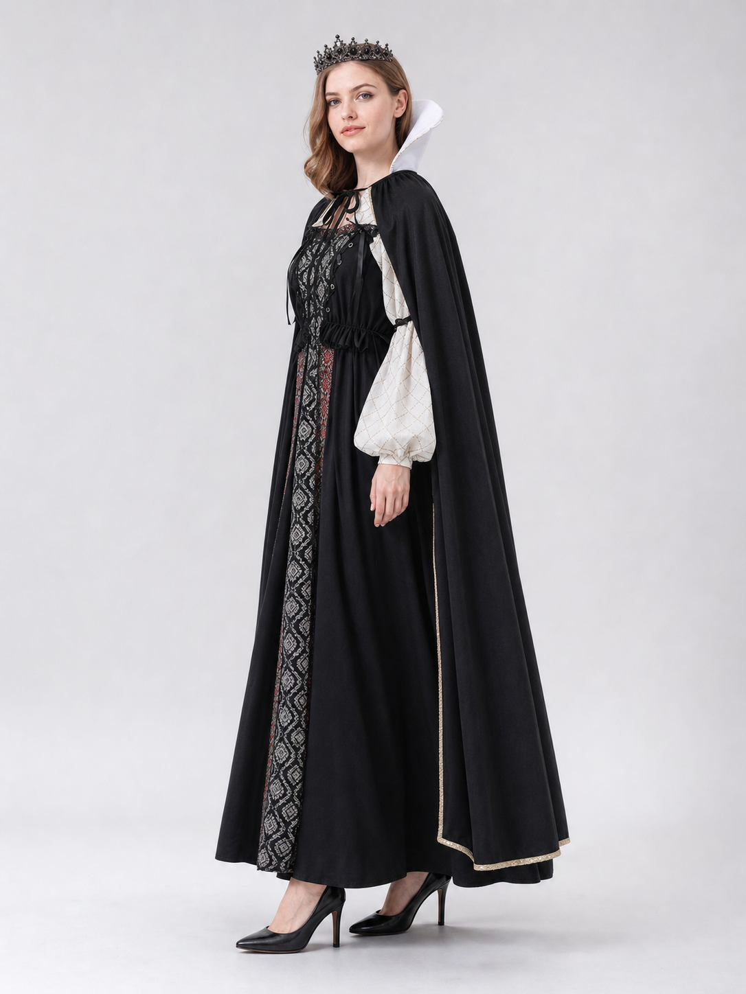 Queen Costume Dress with Cape and Crown