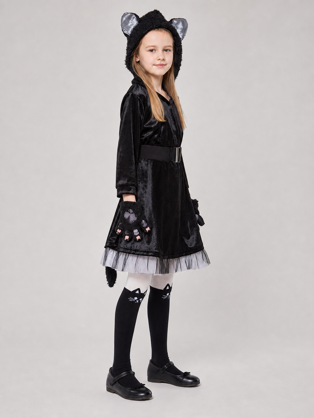Black Cat Carnival Costume with Hood