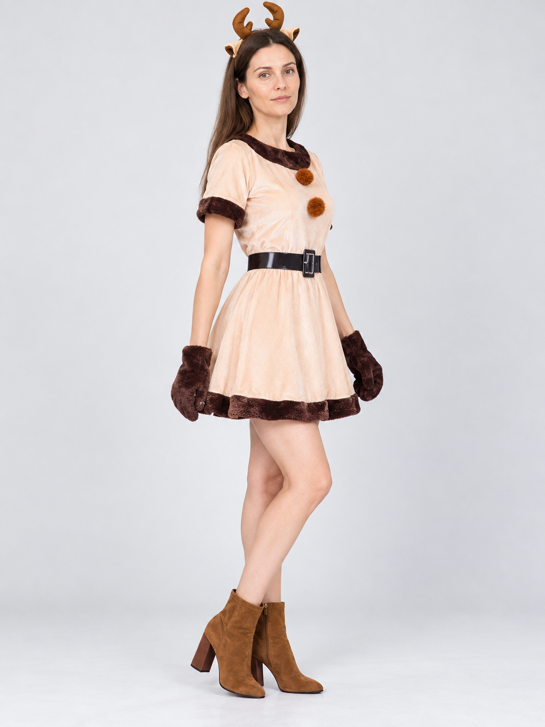 Christmas Costume Dress with Pom-Poms side view