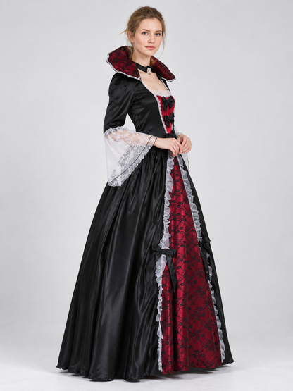 Gothic Vampire Costume with Floor-Length Dress side view
