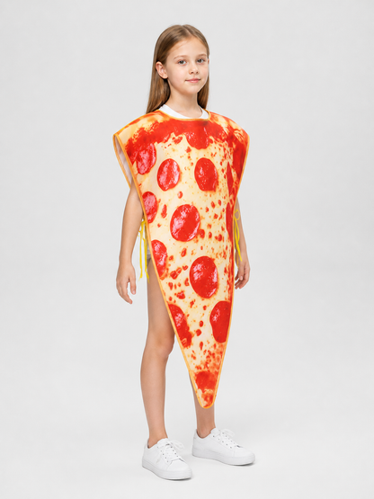 Pizza Carnival Costume with Cheese and Sausage Print side view