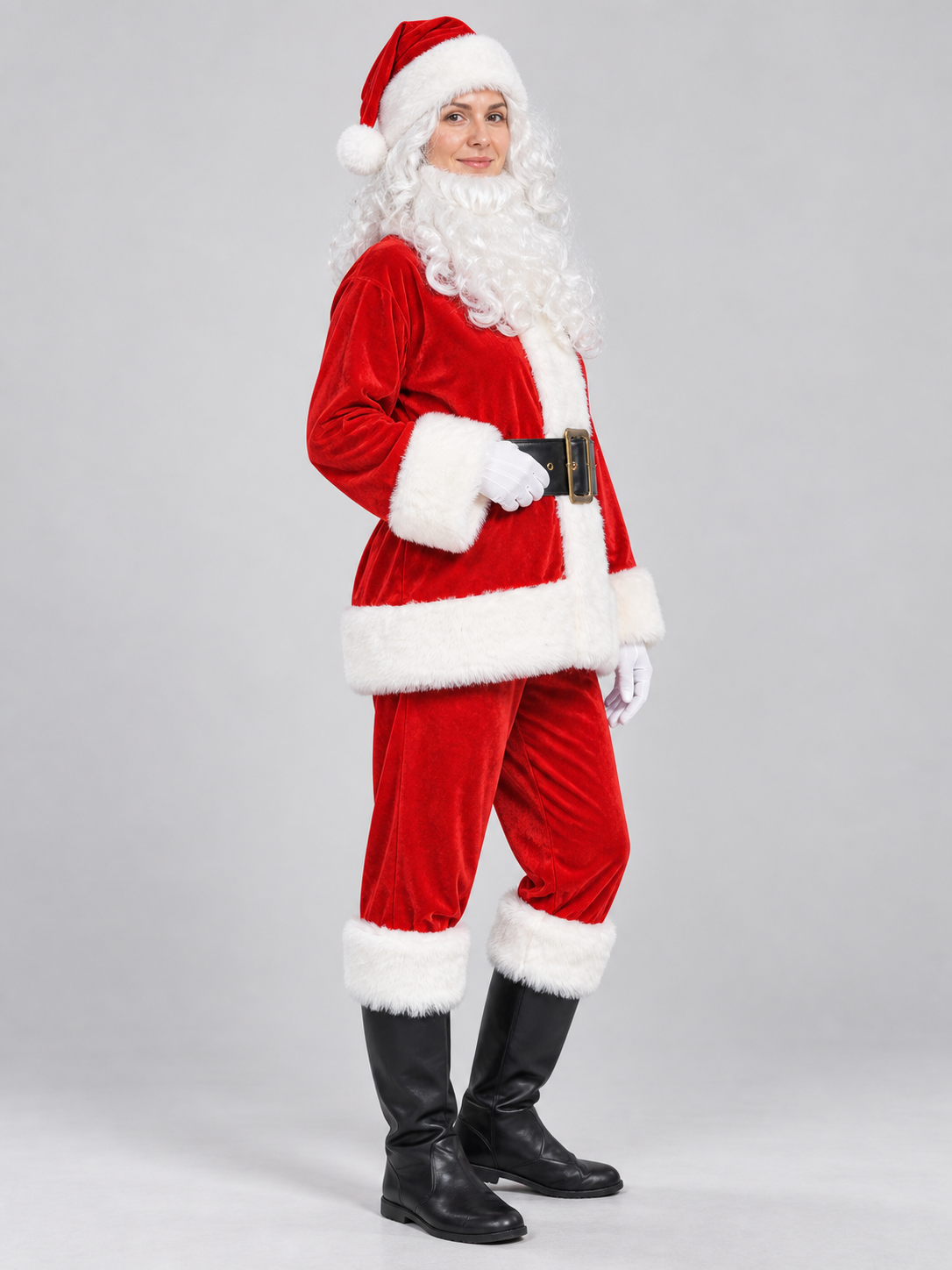 Santa Claus Costume with Beard side view