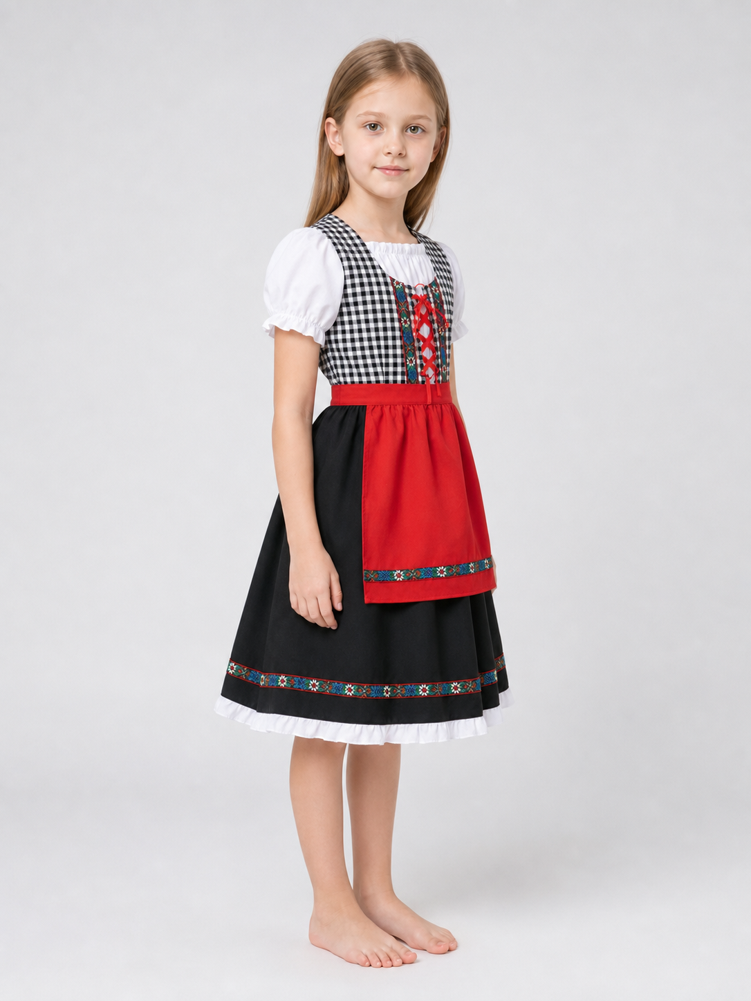 Folk-Style Carnival Dress with Bonnet