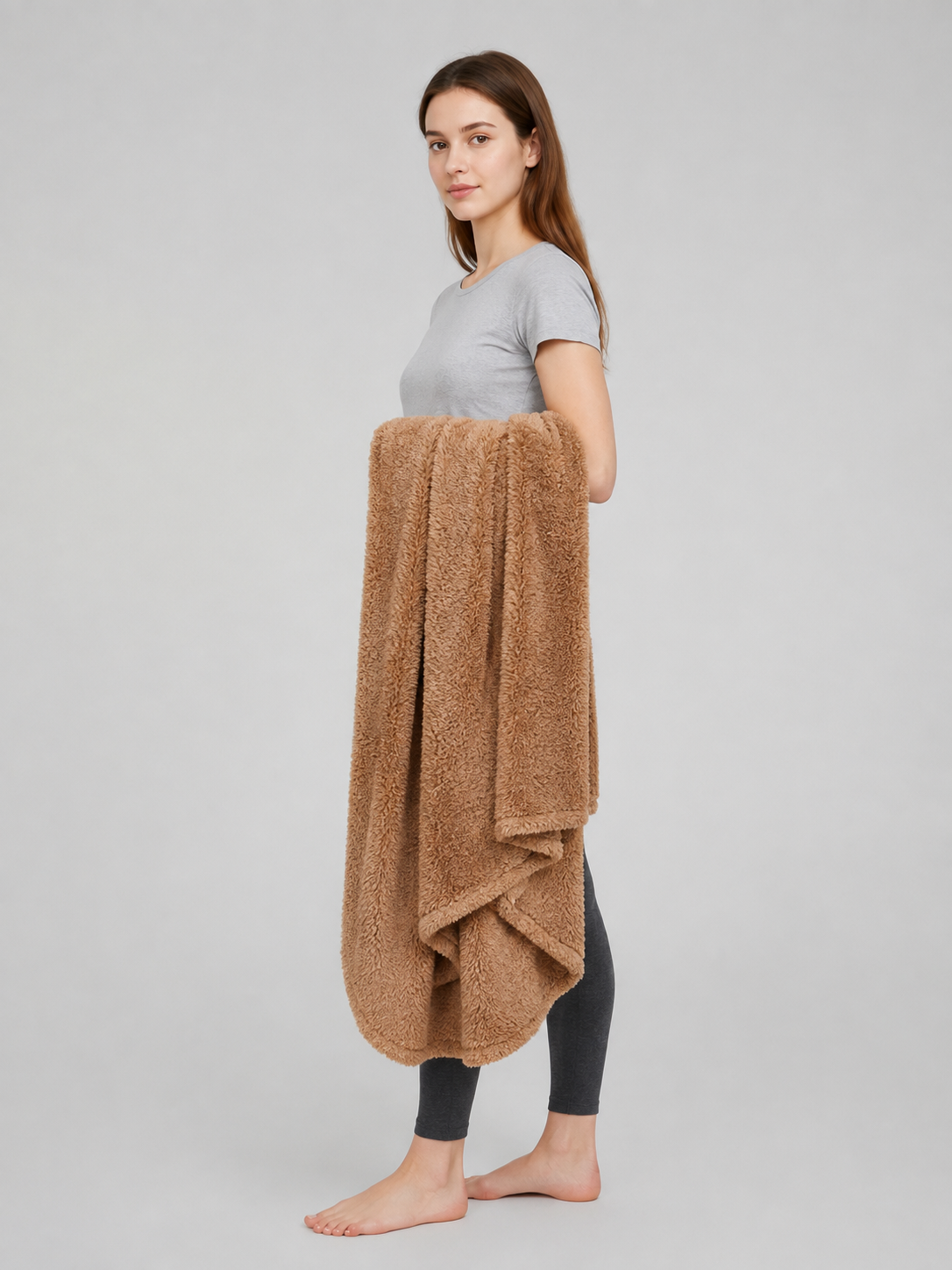 Reversible Pet Blanket, Coffee Brown side view