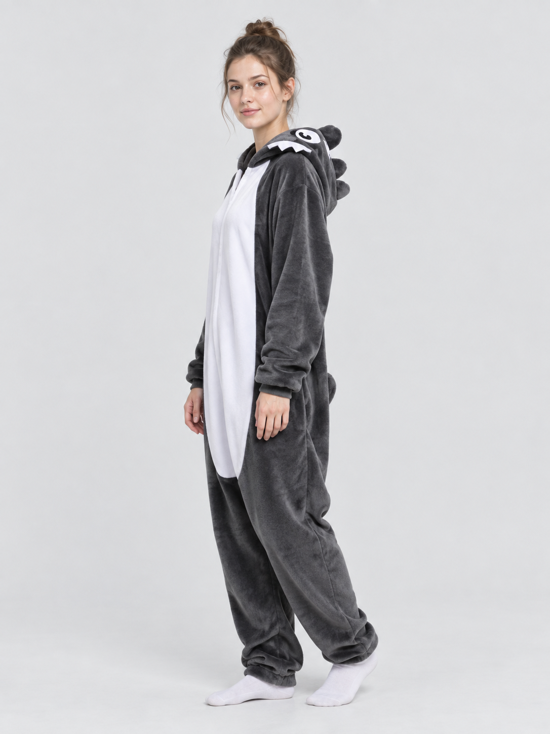 Fleece Pajama Jumpsuit with Animal Hood
